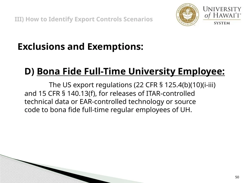 Export Controls UH Office of Export Controls (OEC) - slide 50 of 72