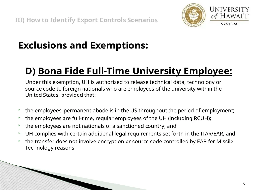 Export Controls UH Office of Export Controls (OEC) - slide 51 of 72