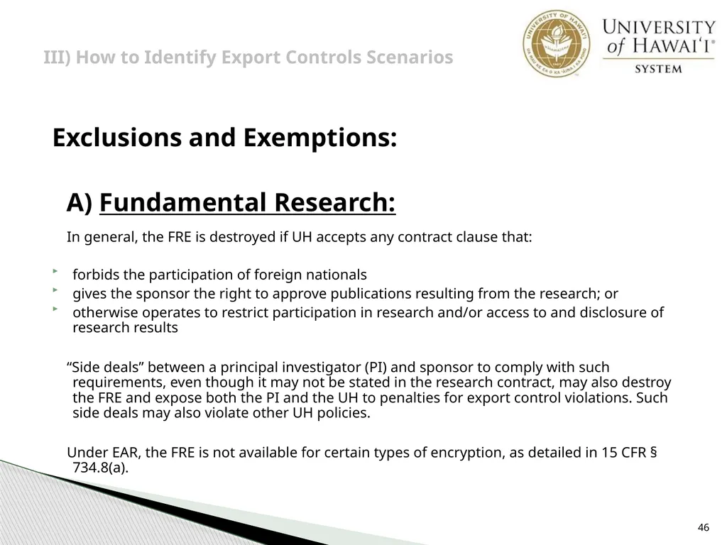 Export Controls UH Office of Export Controls (OEC) - slide 46 of 72