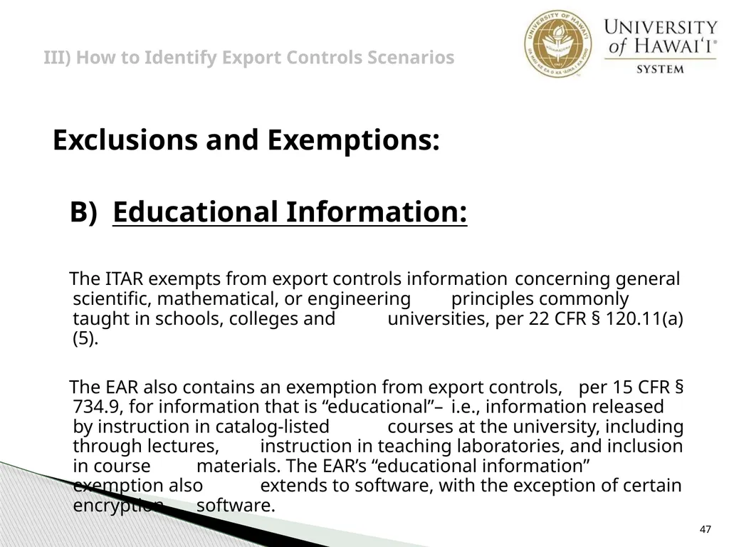 Export Controls UH Office of Export Controls (OEC) - slide 47 of 72