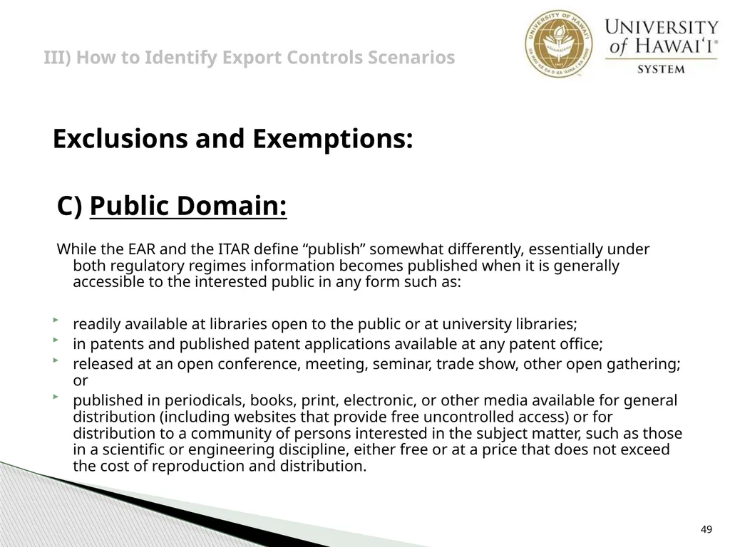 Export Controls UH Office of Export Controls (OEC) - slide 49 of 72
