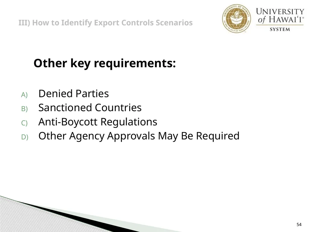 Export Controls UH Office of Export Controls (OEC) - slide 54 of 72