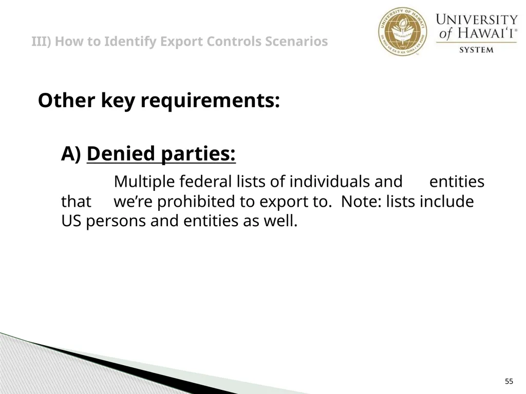 Export Controls UH Office of Export Controls (OEC) - slide 55 of 72