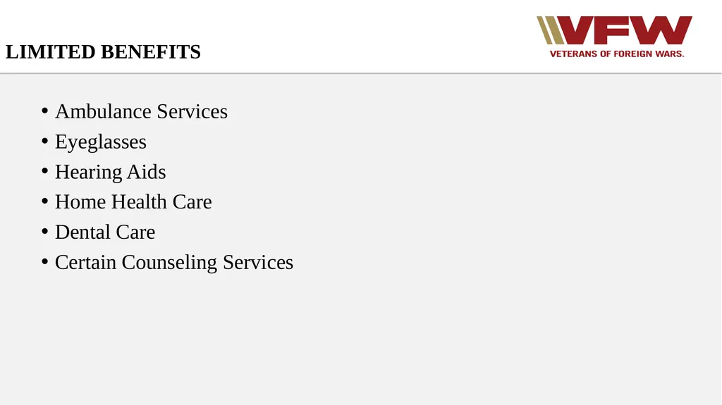 Entitlement to Basic VA Medical Care VFW Basic - slide 20 of 24