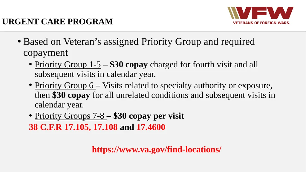 Entitlement to Basic VA Medical Care VFW Basic - slide 15 of 24