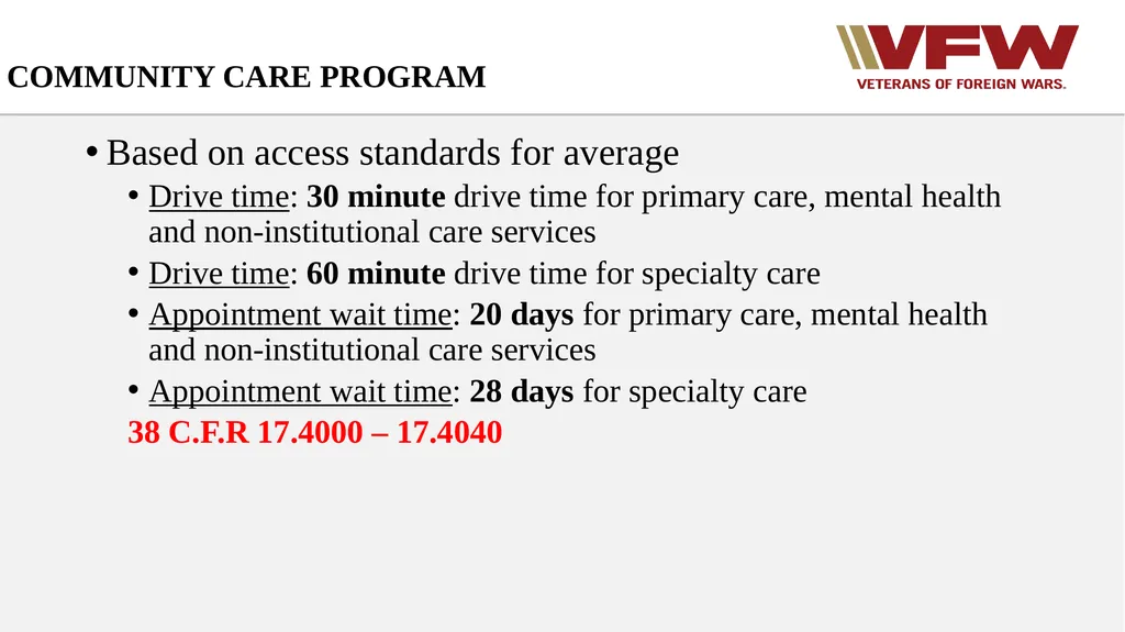 Entitlement to Basic VA Medical Care VFW Basic - slide 14 of 24