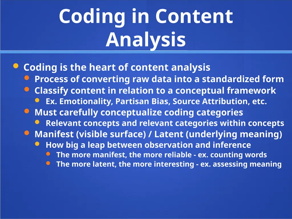 Content Analysis Content Analysis Study of a - slide 6 of 24