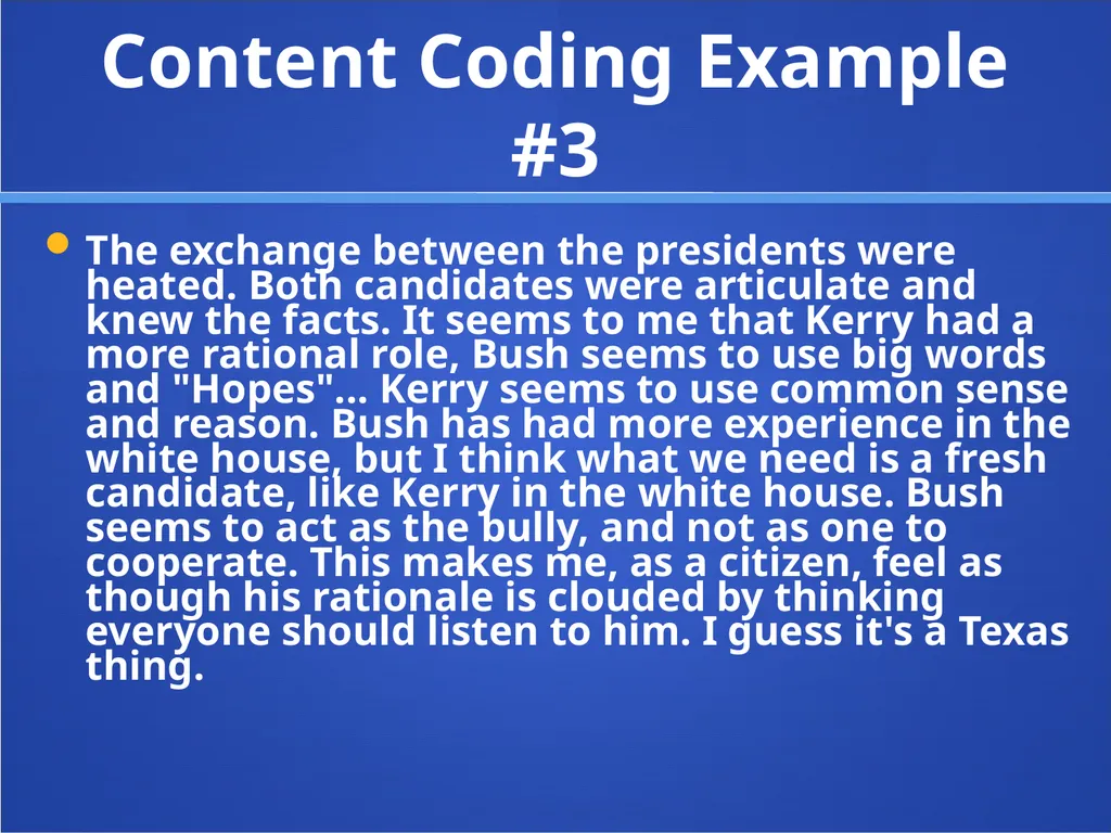 Content Analysis Content Analysis Study of a - slide 12 of 24