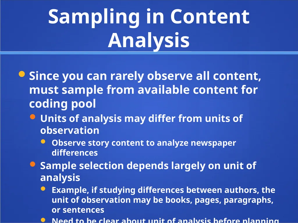 Content Analysis Content Analysis Study of a - slide 4 of 24