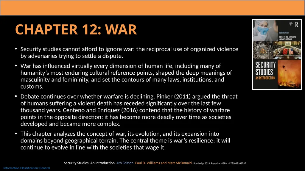 Chapter 12: War Security studies cannot afford to - slide 1 of 12