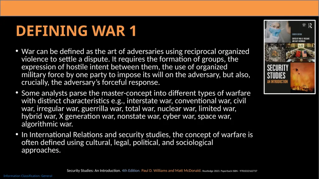 Chapter 12: War Security studies cannot afford to - slide 2 of 12