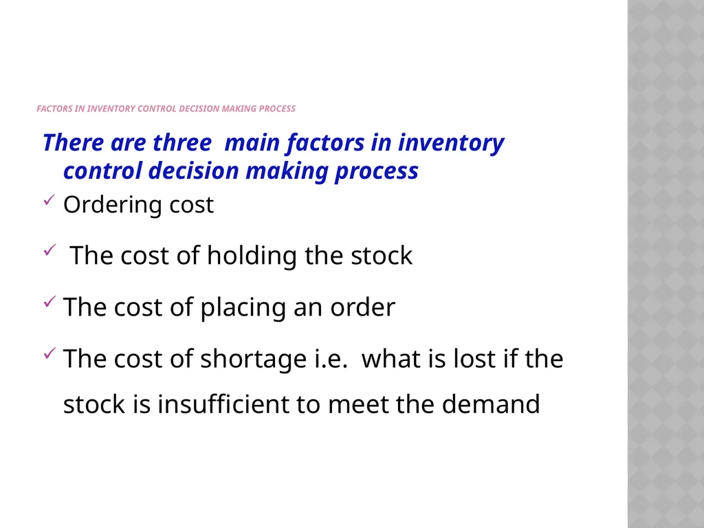 INVENTORY CONTROL Reena Vincent Professor JMCON - slide 64 of 78