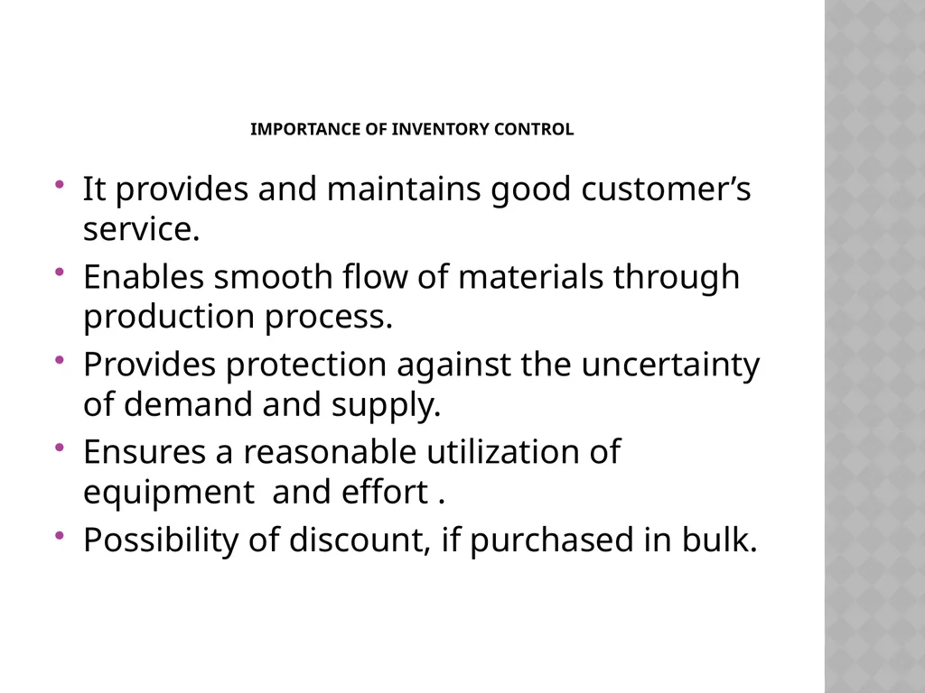INVENTORY CONTROL Reena Vincent Professor JMCON - slide 9 of 78