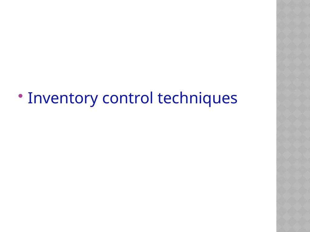 INVENTORY CONTROL Reena Vincent Professor JMCON - slide 22 of 78