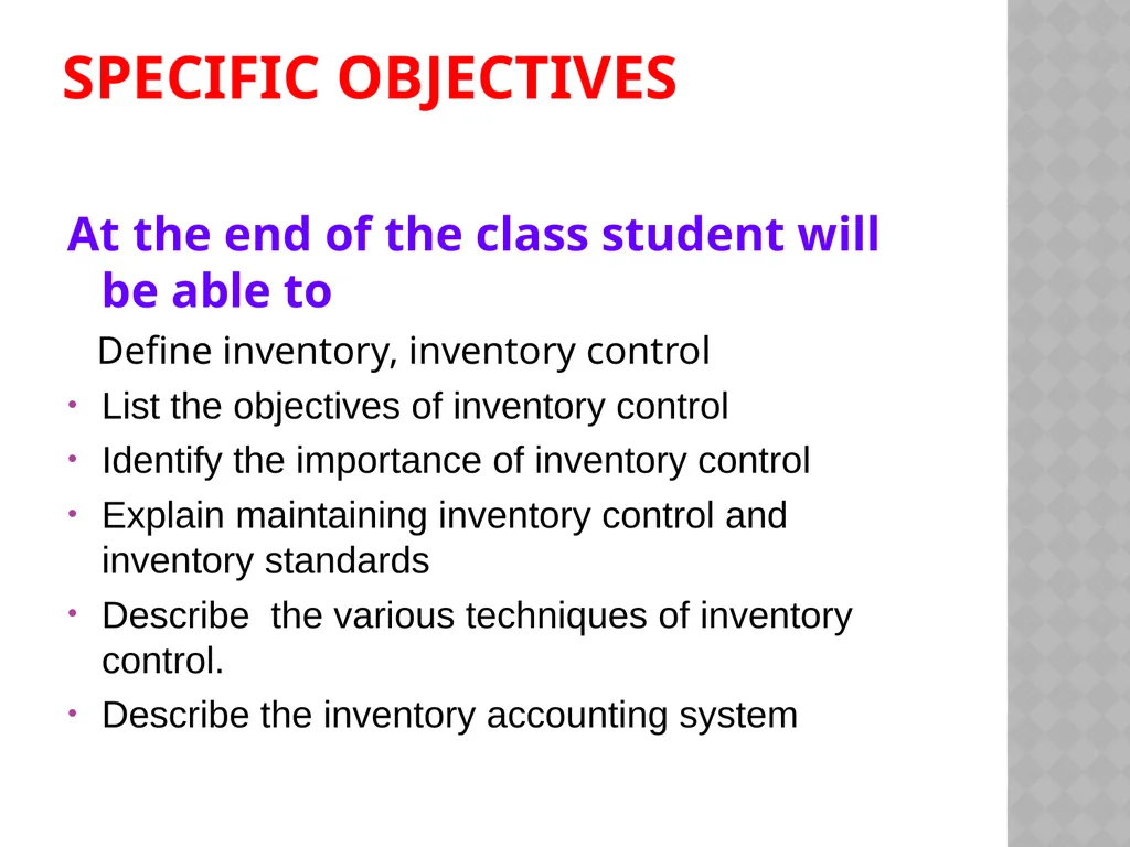 INVENTORY CONTROL Reena Vincent Professor JMCON - slide 3 of 78