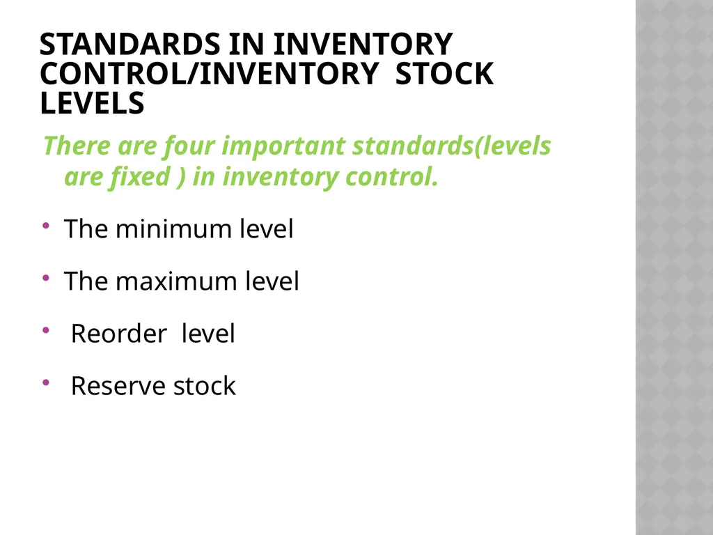 INVENTORY CONTROL Reena Vincent Professor JMCON - slide 13 of 78