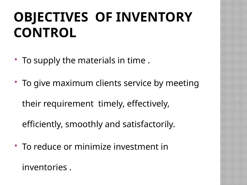 INVENTORY CONTROL Reena Vincent Professor JMCON - slide 7 of 78