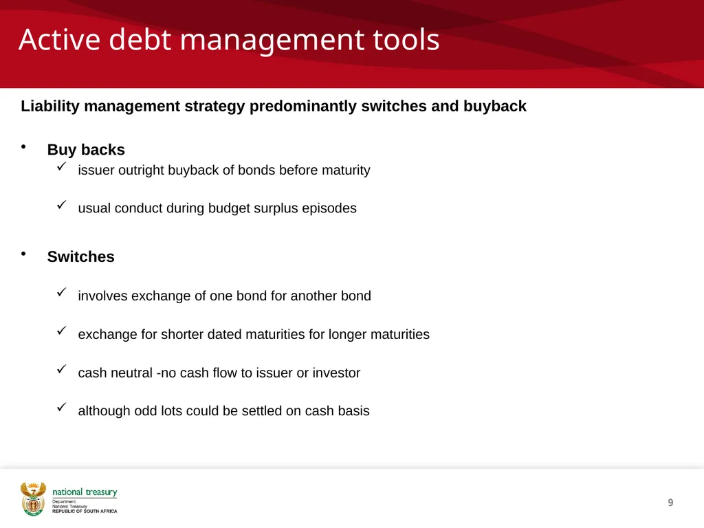 1 Overview of SA’s debt management process Tebogo - slide 9 of 19