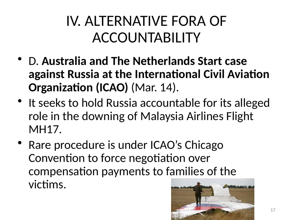 EFFORTS AT ACCOUNTABILITY FOR RUSSIAN-UKRAINE - slide 17 of 20