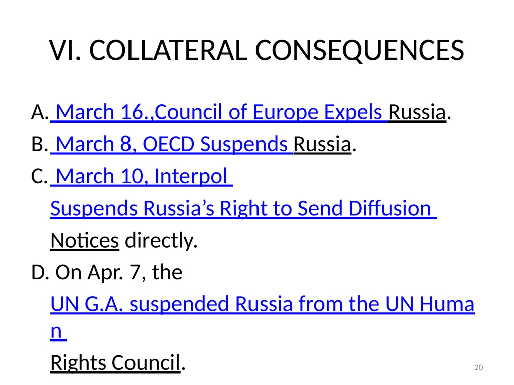 EFFORTS AT ACCOUNTABILITY FOR RUSSIAN-UKRAINE - slide 20 of 20