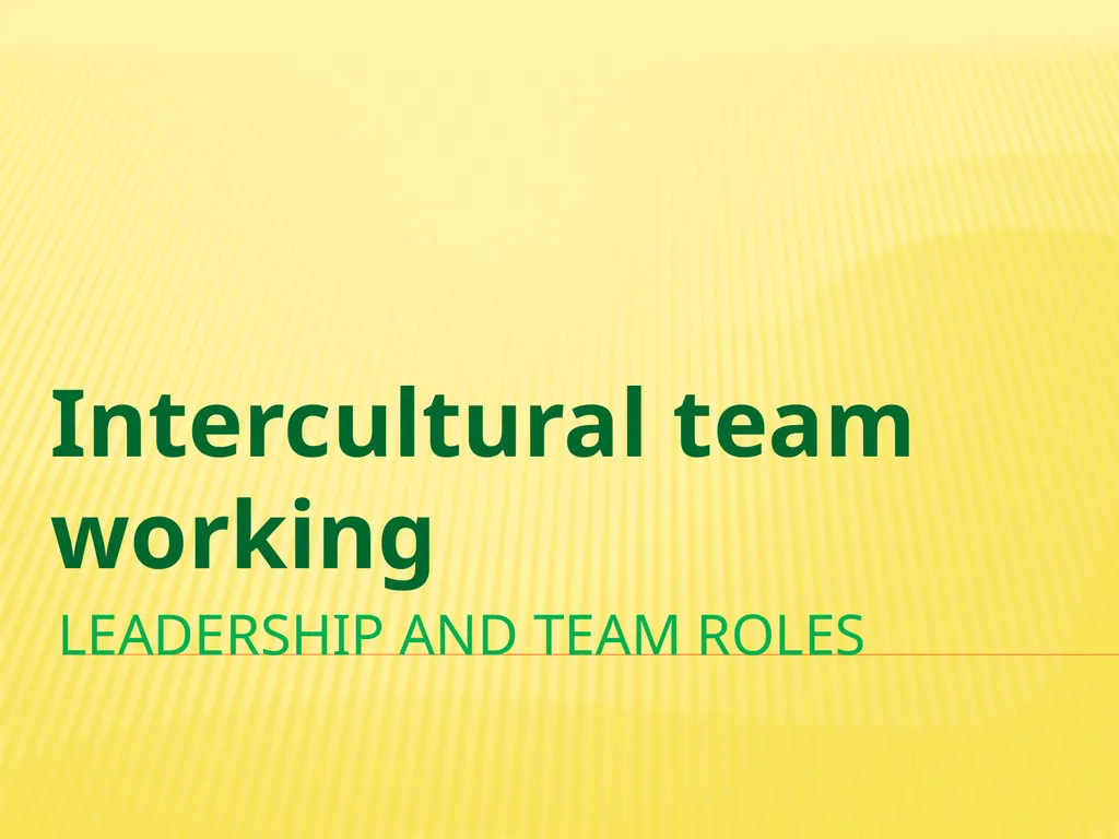 Leadership and team roles Intercultural team