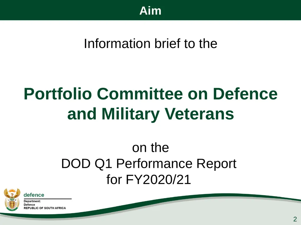 Q1 Performance Report Presentation to the PCD&MV - slide 2 of 53