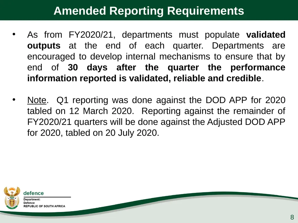 Q1 Performance Report Presentation to the PCD&MV - slide 8 of 53