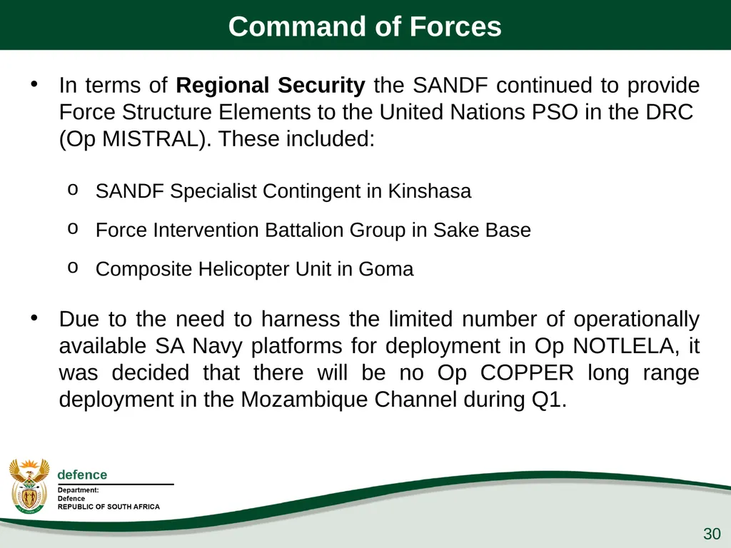 Q1 Performance Report Presentation to the PCD&MV - slide 30 of 53