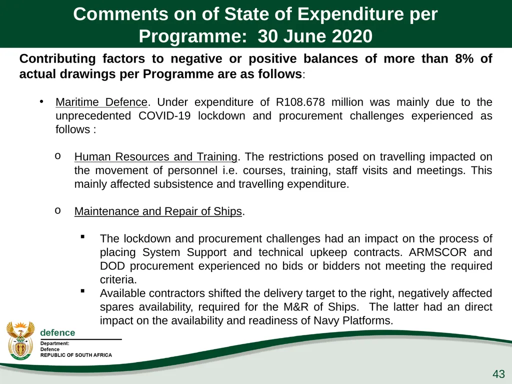 Q1 Performance Report Presentation to the PCD&MV - slide 43 of 53