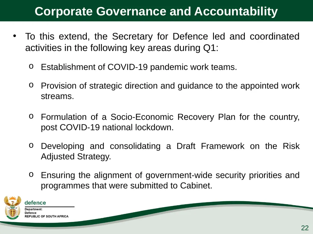 Q1 Performance Report Presentation to the PCD&MV - slide 22 of 53