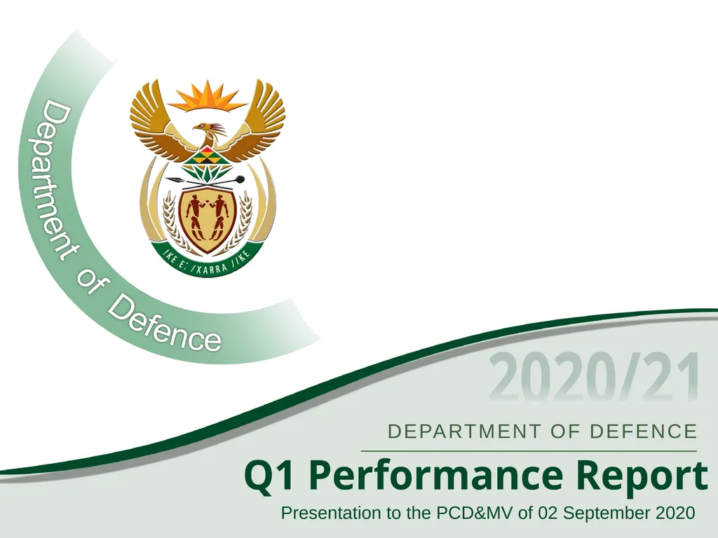 Q1 Performance Report Presentation to the PCD&MV - slide 1 of 53