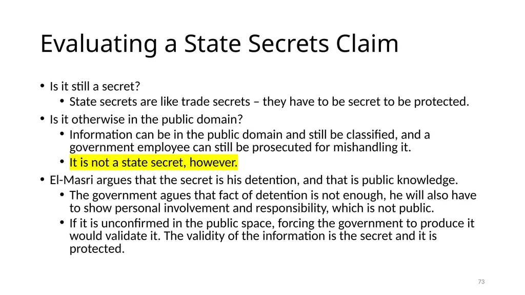 Chapter 5 - THE COURTS’ NATIONAL SECURITY POWERS 1 - slide 73 of 84