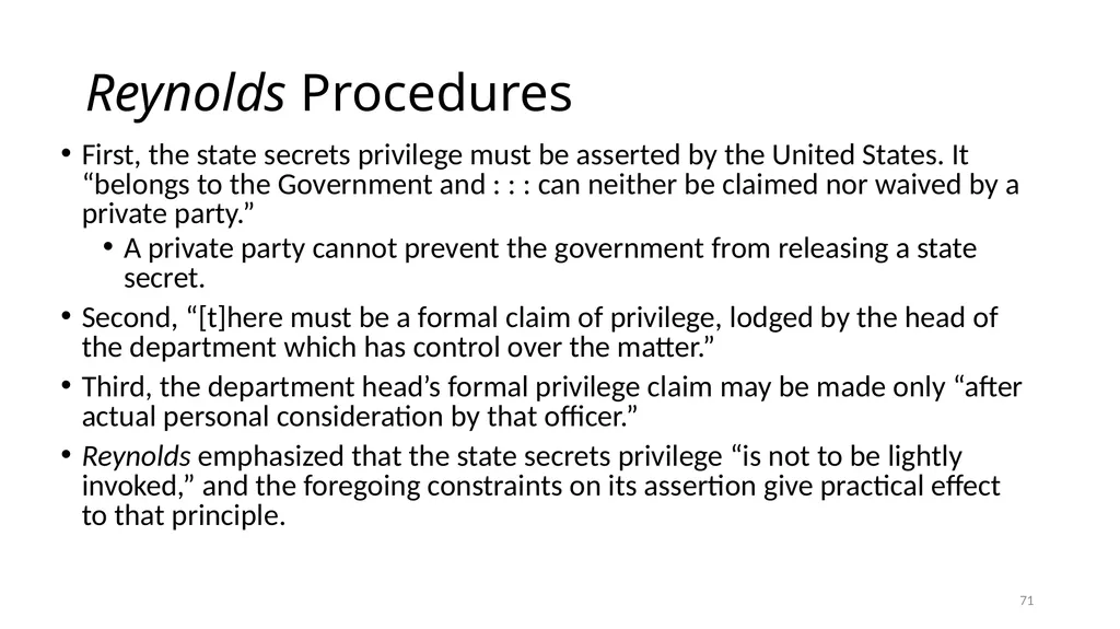 Chapter 5 - THE COURTS’ NATIONAL SECURITY POWERS 1 - slide 71 of 84