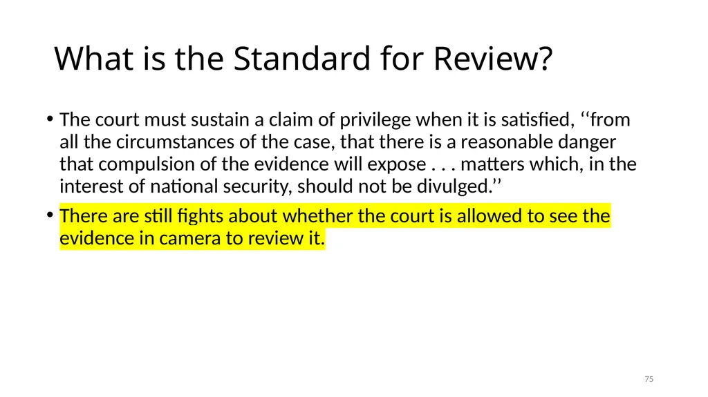 Chapter 5 - THE COURTS’ NATIONAL SECURITY POWERS 1 - slide 75 of 84