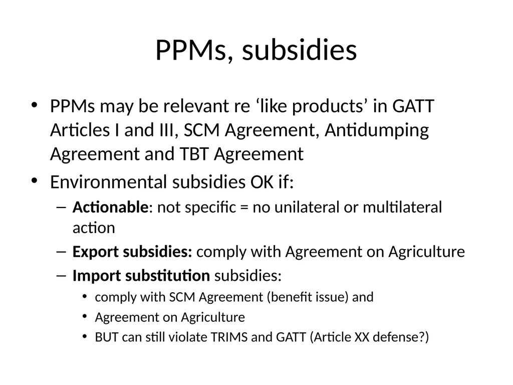 Unresolved Issues in WTO Law & climate change - slide 67 of 68