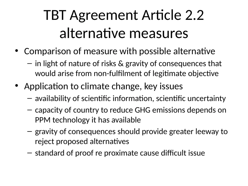 Unresolved Issues in WTO Law & climate change - slide 60 of 68