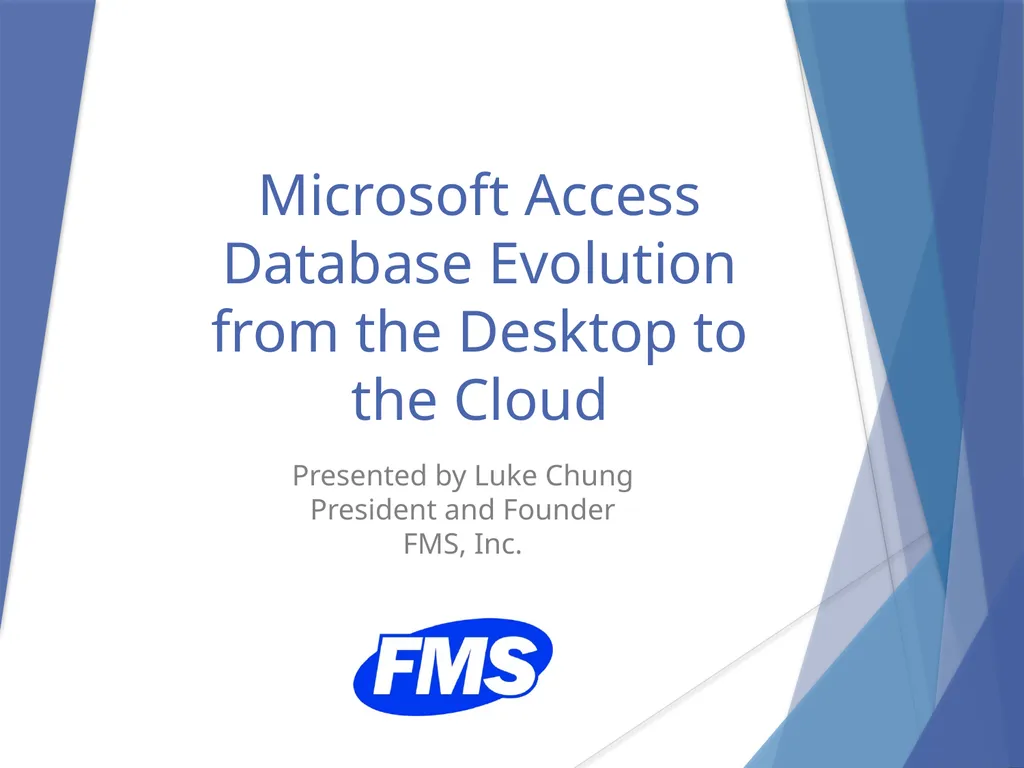 Microsoft Access Database Evolution from the - slide 1 of 41