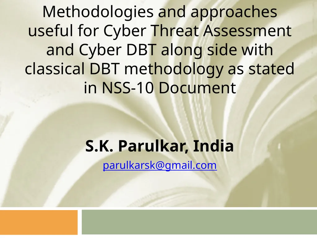 Methodologies and approaches useful for Cyber - slide 1 of 17