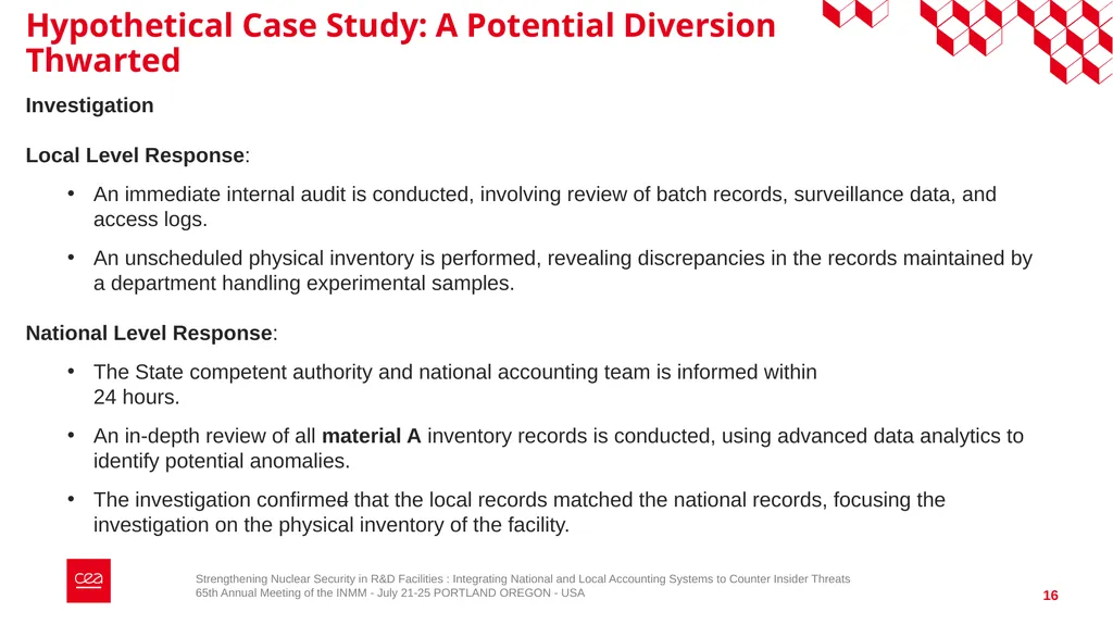 Strengthening Nuclear Security in R&D Facilities - slide 16 of 23