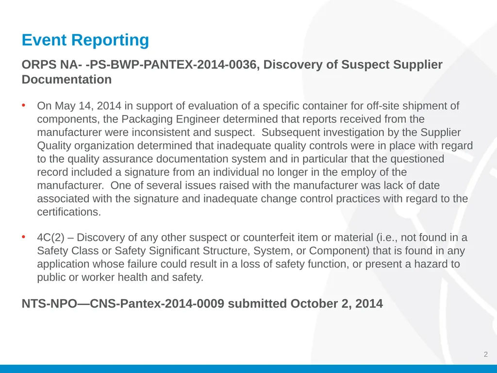 Energy Facility Contractors Group (EFCOG) Safety - slide 2 of 13