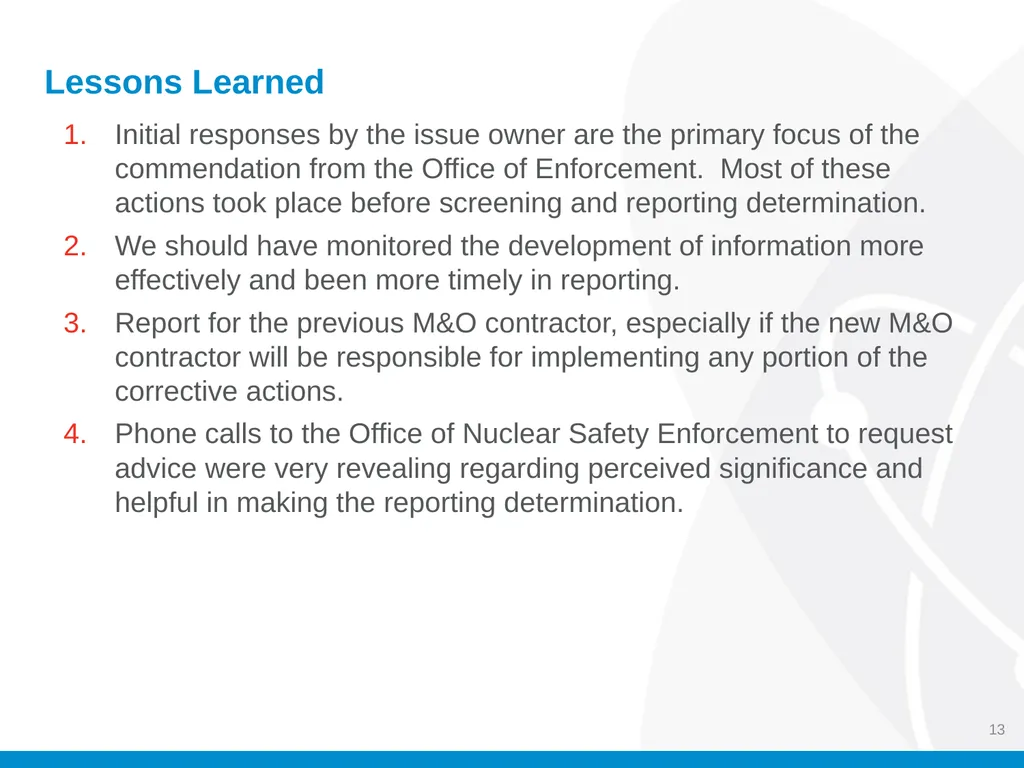 Energy Facility Contractors Group (EFCOG) Safety - slide 13 of 13