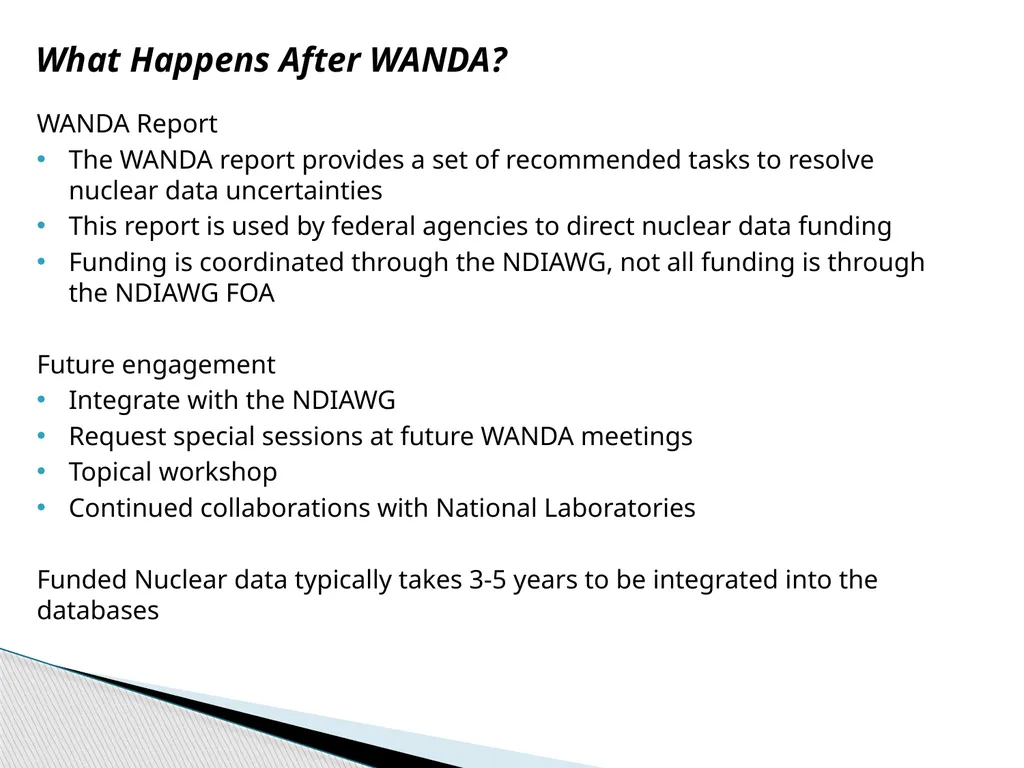 Update On The Nuclear Data Working Group: Cross - slide 7 of 12