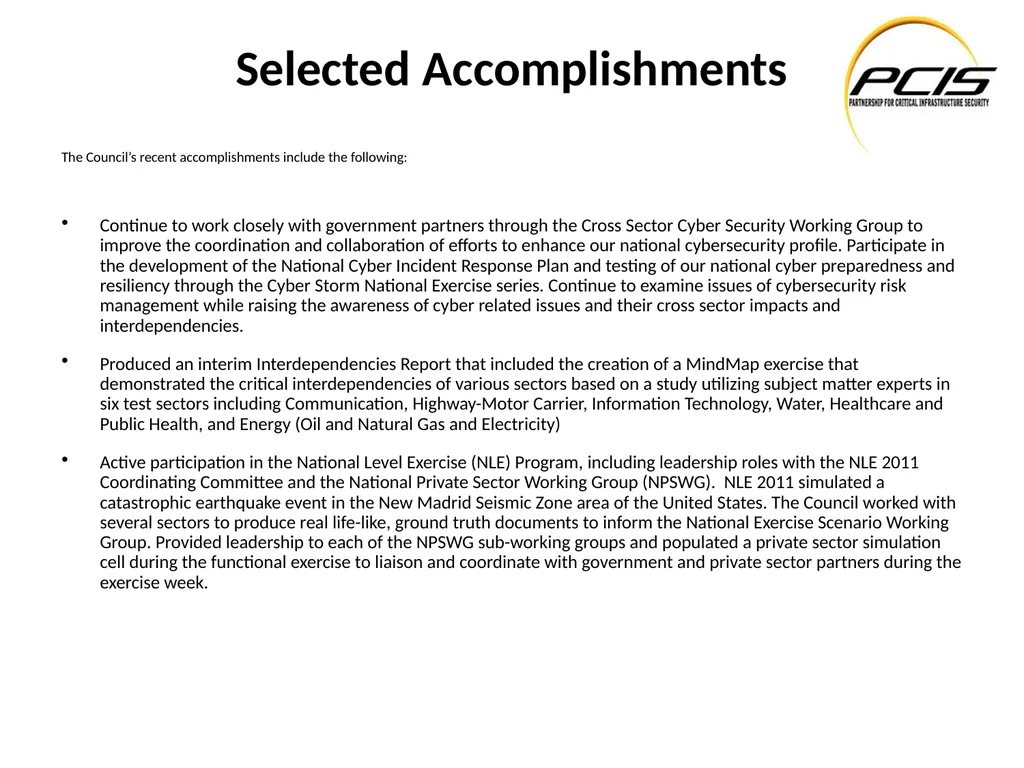 Partnership for Critical Infrastructure Security - slide 3 of 6