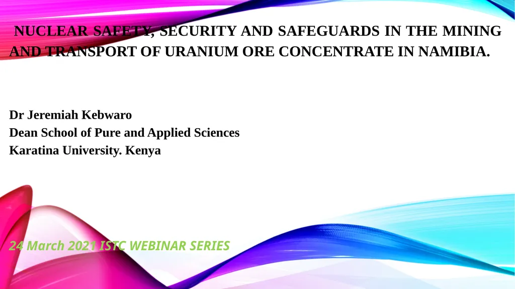 NUCLEAR SAFETY, SECURITY AND SAFEGUARDS IN THE - slide 1 of 29