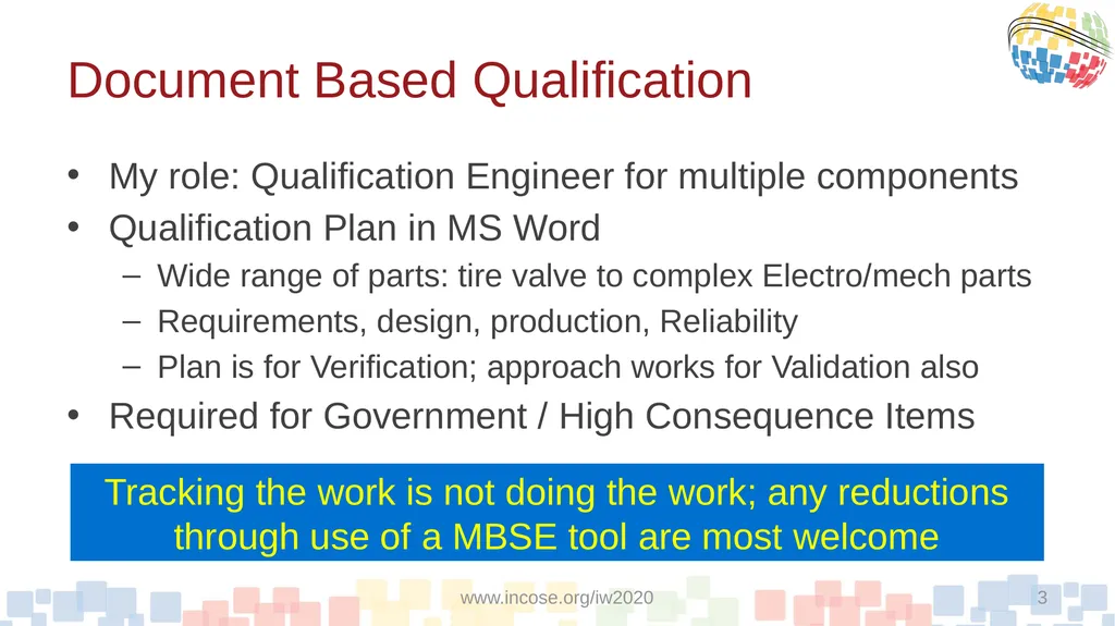 A Proposed Model-Based Approach To Qualification - slide 3 of 20