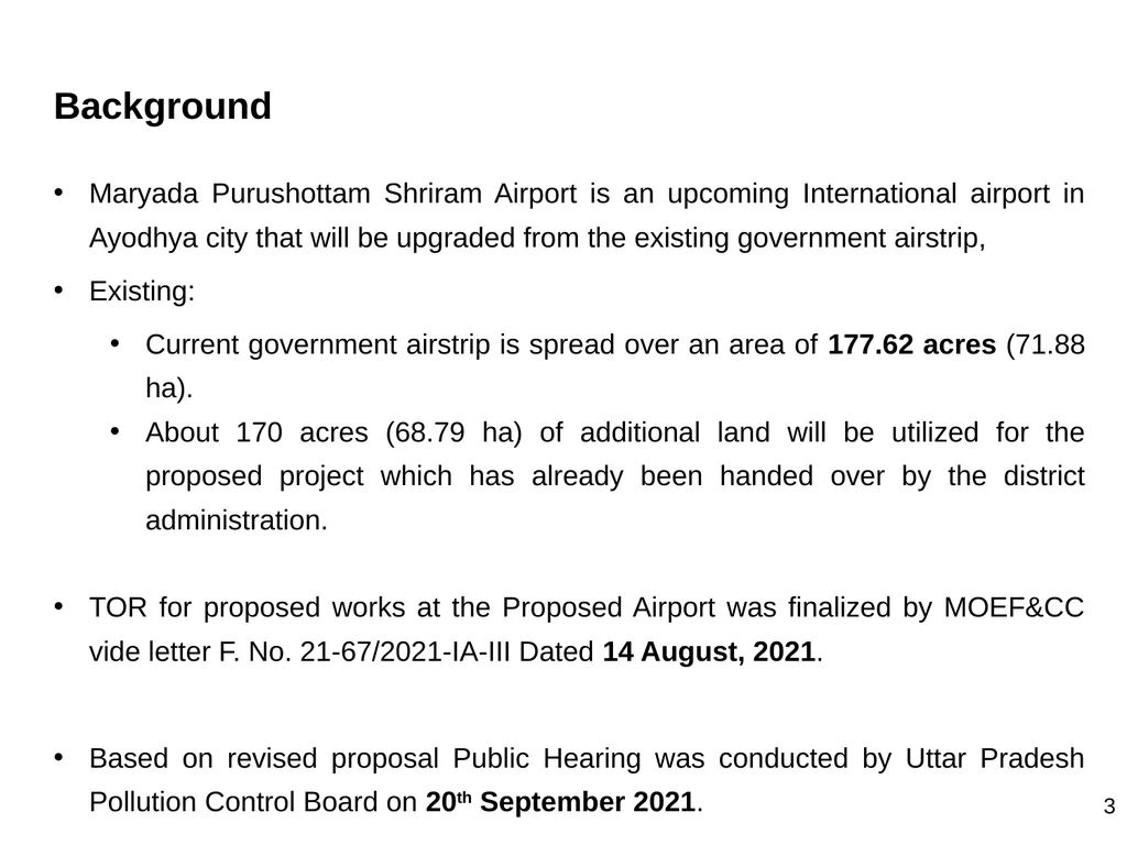 Development of Maryada Purushottam Shriram Airport - slide 3 of 56