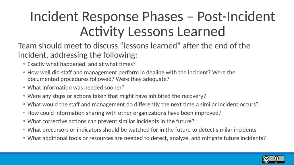 Module 9 Incident Response Lesson Objectives 9.1 - slide 25 of 39