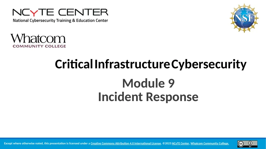 Module 9 Incident Response Lesson Objectives 9.1 - slide 1 of 39
