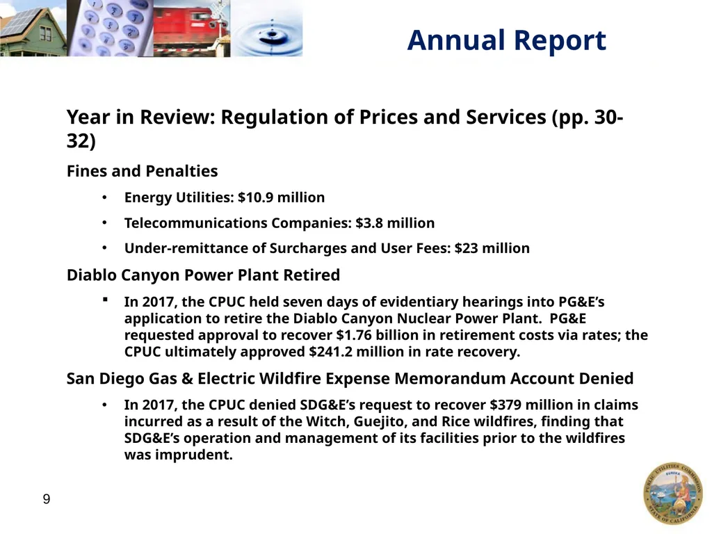 1 California Public Utilities Commission: Annual - slide 9 of 21