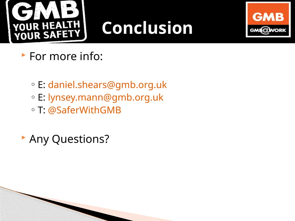 Dan Shears GMB National H&S Department 8th April - slide 34 of 34
